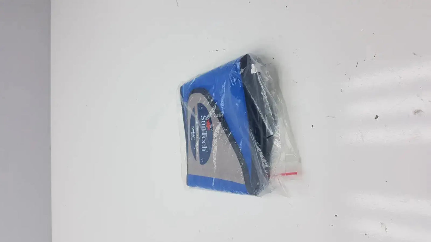Blue and black suntech abpm cuff adult plus range 33-40 cm tape measure wrapped in clear plastic packaging