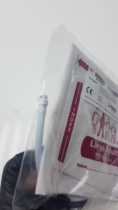 SunTech Medical single patient use disposable blood pressure cuff in white and red large adult packaging sealed