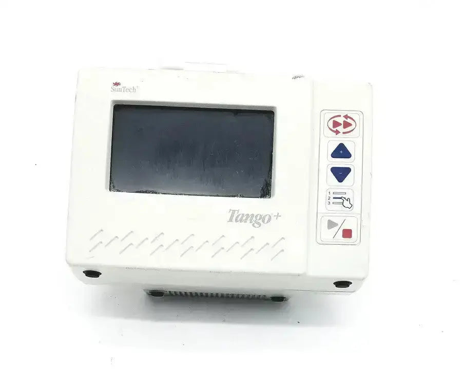 White suntech medical tango plus infusion pump with rectangular screen and color-coded control buttons for tango bp monitor