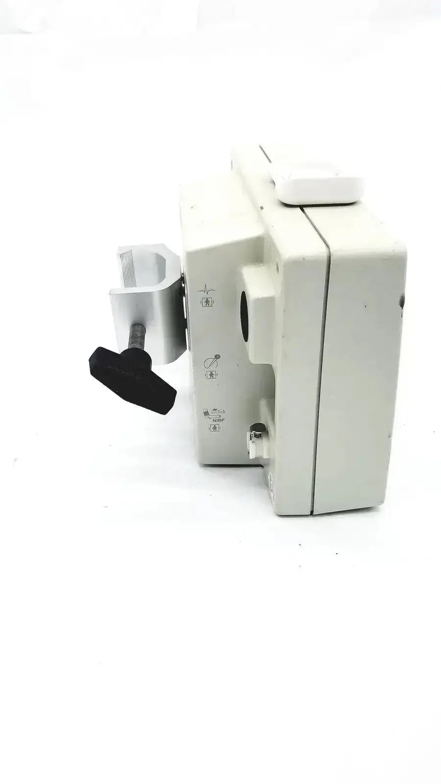 White plastic medical device with black handle and silver clamp for Suntech Medical Tango BP monitor model 00028213