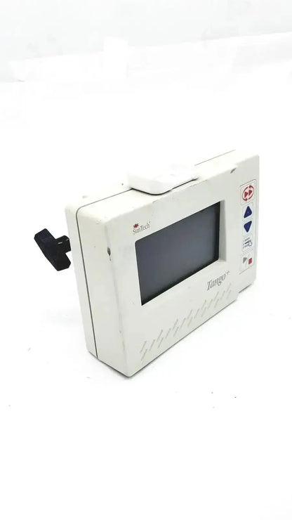 White plastic medical infusion pump with digital display and control buttons in suntech medical tango bp monitor 00028213