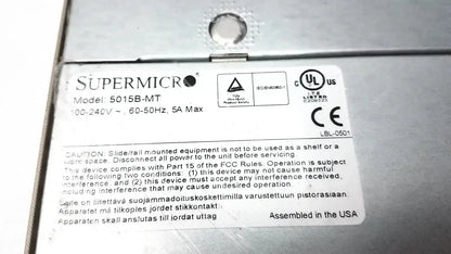 Supermicro 5015b-mt super server motherboard with silver metallic finish and black regulatory compliance label