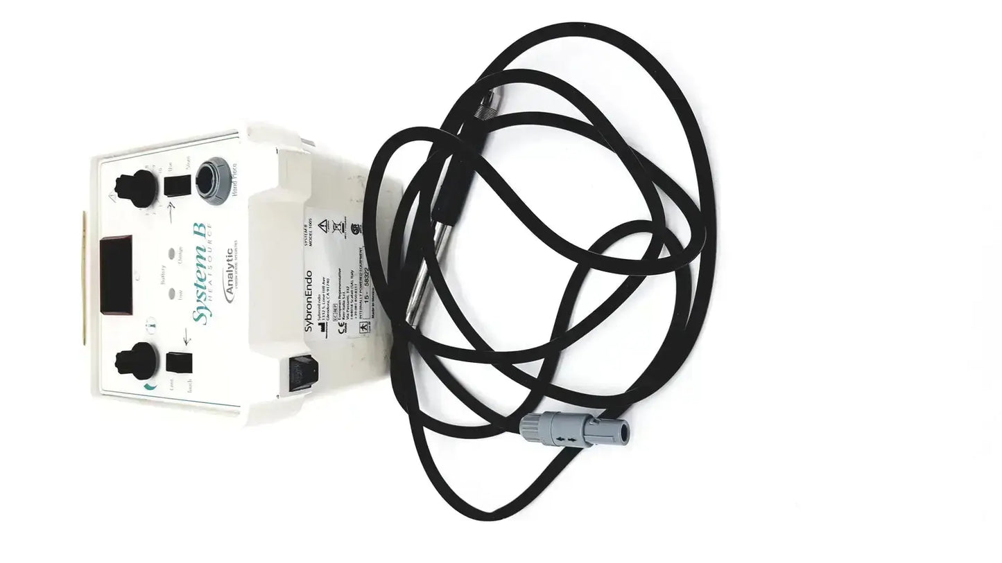 White Sybron Analytic System B dental endo heat source model 1005 with black coiled cable and gray connector