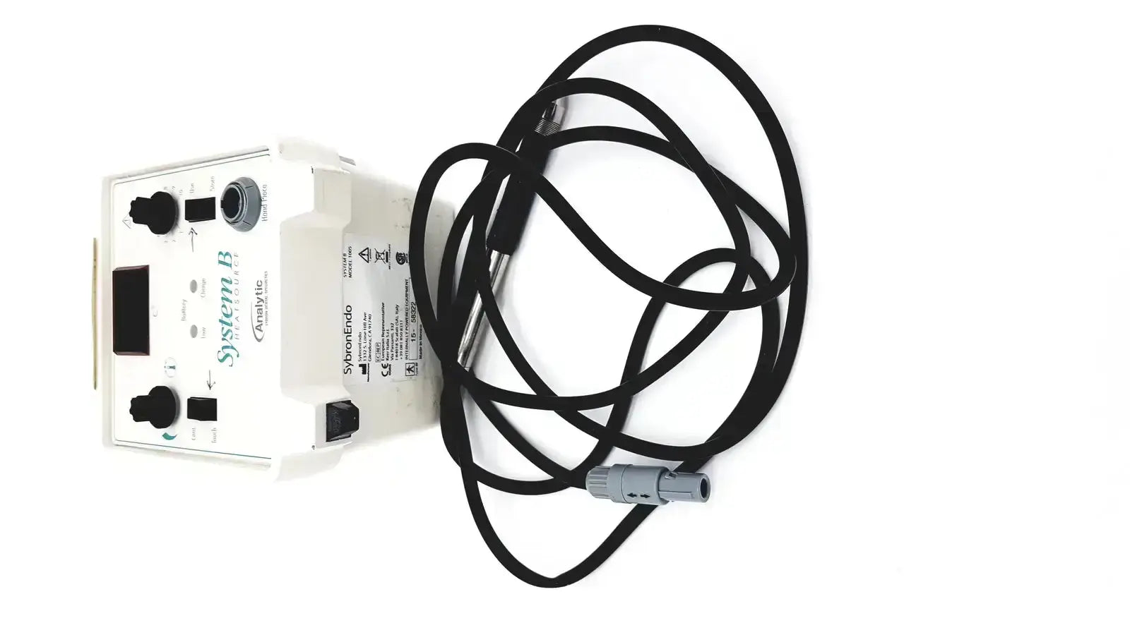 White Sybron Analytic System B dental endo heat source model 1005 with black coiled cable and gray connector