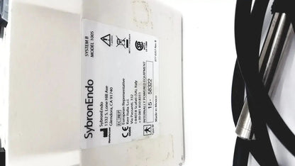 White rectangular label with black text for sybronendo system b model 1005 dental endo heat source instrument