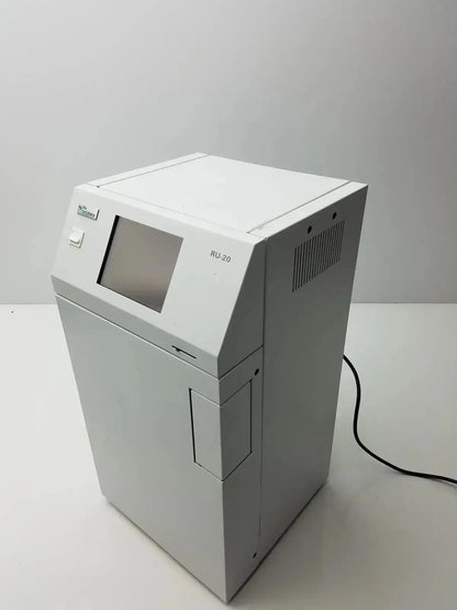 White rectangular Sysmex RU-20 reagent delivery system with small screen for precise reagent delivery in laboratories