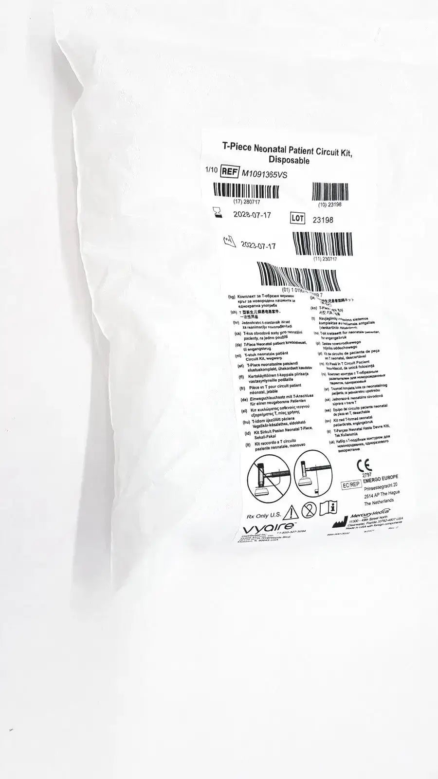 T-Piece Neonatal Patient Circut Kit Disposable Size 1 Mask M1091365VS - Circuit
