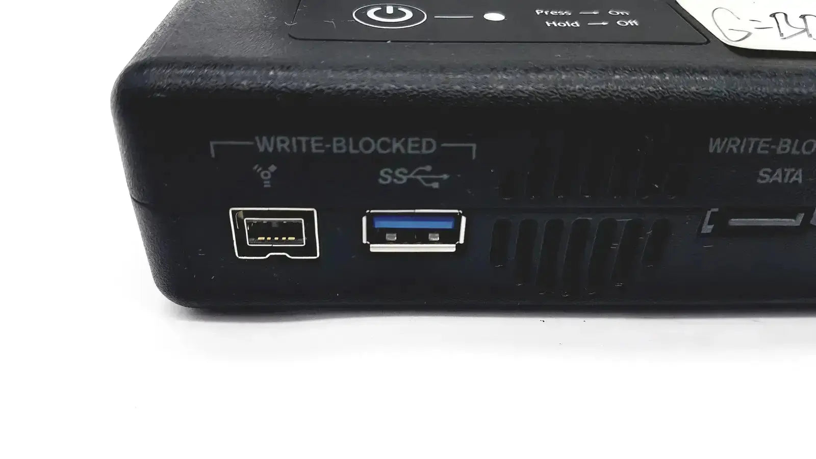 Black tableau td3 forensic imager td3-b with usb 3.0 sata ports and press hold power button on rear side
