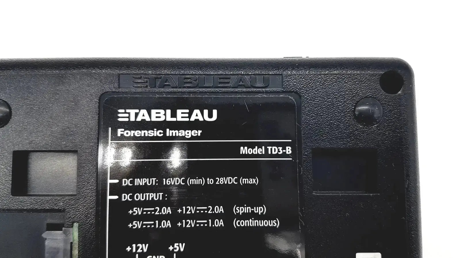 Black plastic tableau td3 forensic imager model td3-b with matte finish and embossed branding for forensic use