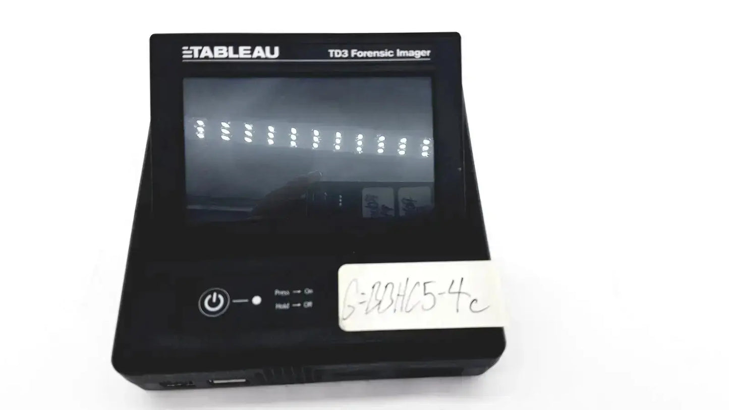 Black tableau td3 forensic imager model td3-b with touchscreen display and control buttons for digital evidence extraction