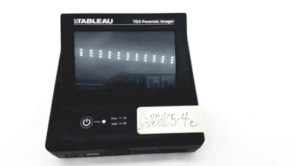 Black tableau td3 forensic imager model td3-b with touchscreen display and control buttons for digital evidence extraction