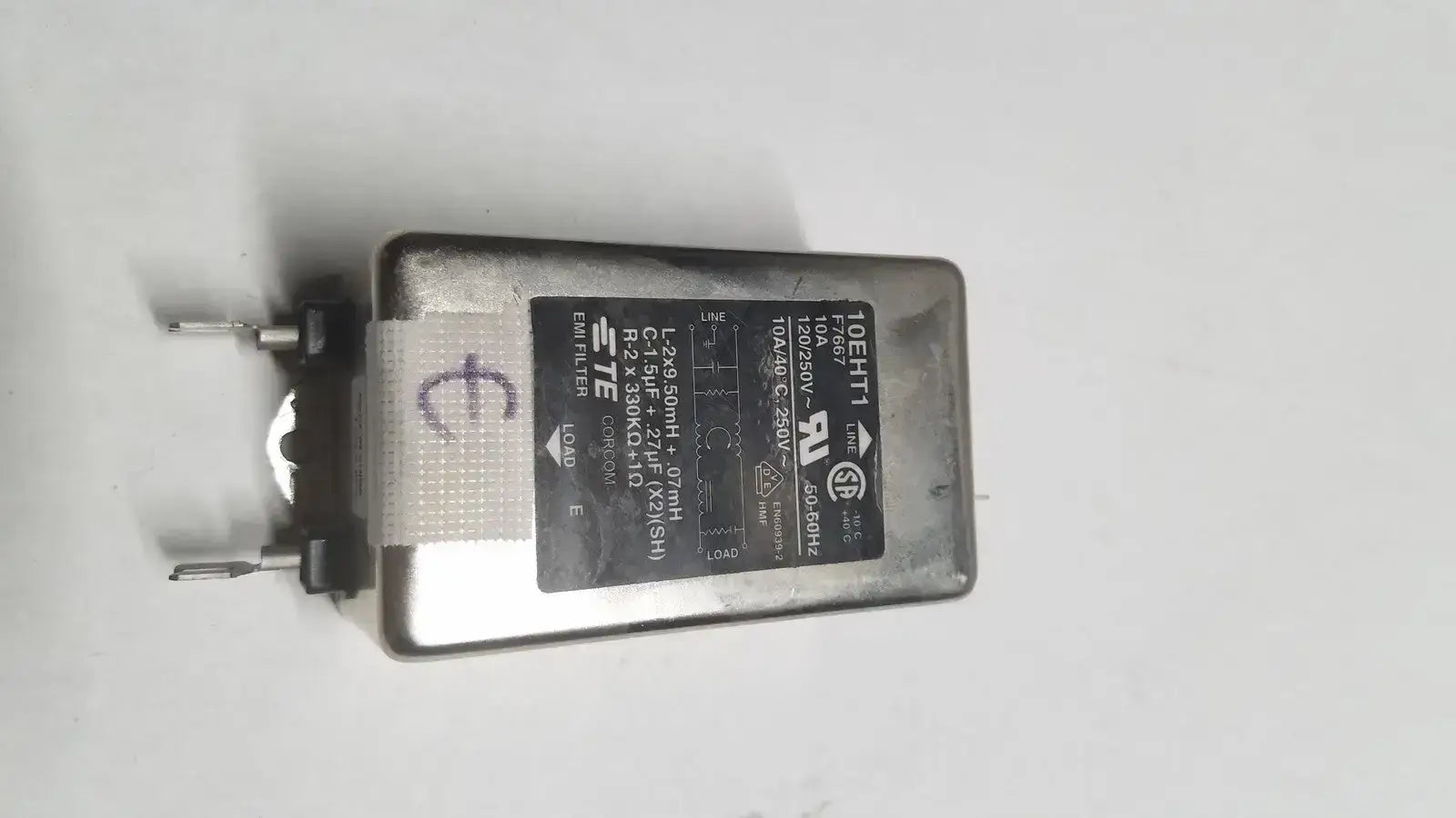 TE CONNECTIVITY 10EHT1 F7667 10 A 120 250 Volt EMI Filter AMP