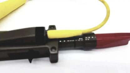 Tektronix insulated test probe in black and red with yellow cable rated for 3000 volts peak max and 2100 volts rms max untested