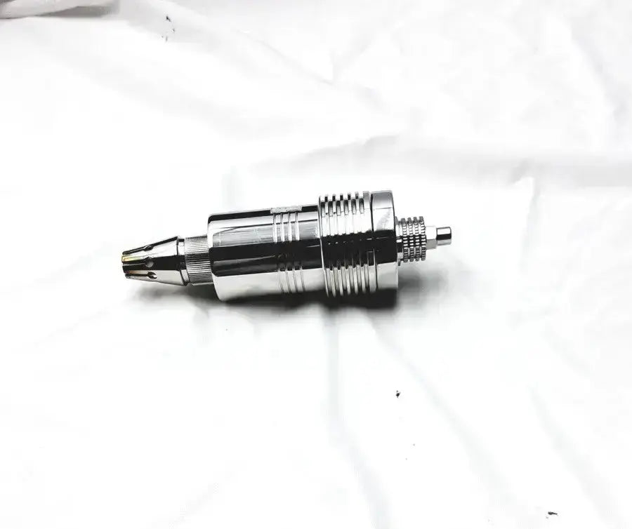 Shiny chrome-finished fisher apci probe with textured ridged sections and threaded end cap for ltq lcq tsq use
