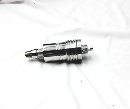 Shiny chrome-finished fisher apci probe with textured ridged sections and threaded end cap for ltq lcq tsq use