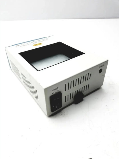 White rectangular thermo scientific digital dry block heater with black front panel and labeled power inlet and sensor ports