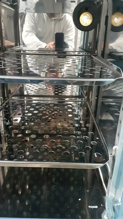 Stainless steel multi-tiered perforated shelf rack with rounded edges for thermo scientific heratherm igs60 incubator