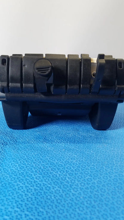 Black plastic tactical flashlight with textured grip and adjustable focus dial for thermo scientific benchtop meter medical equipment