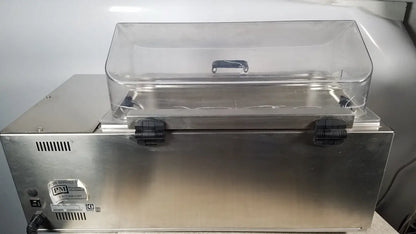 Stainless steel commercial food vacuum sealer with clear plastic lid and black latches for thermo scientific swb25 medical equipment