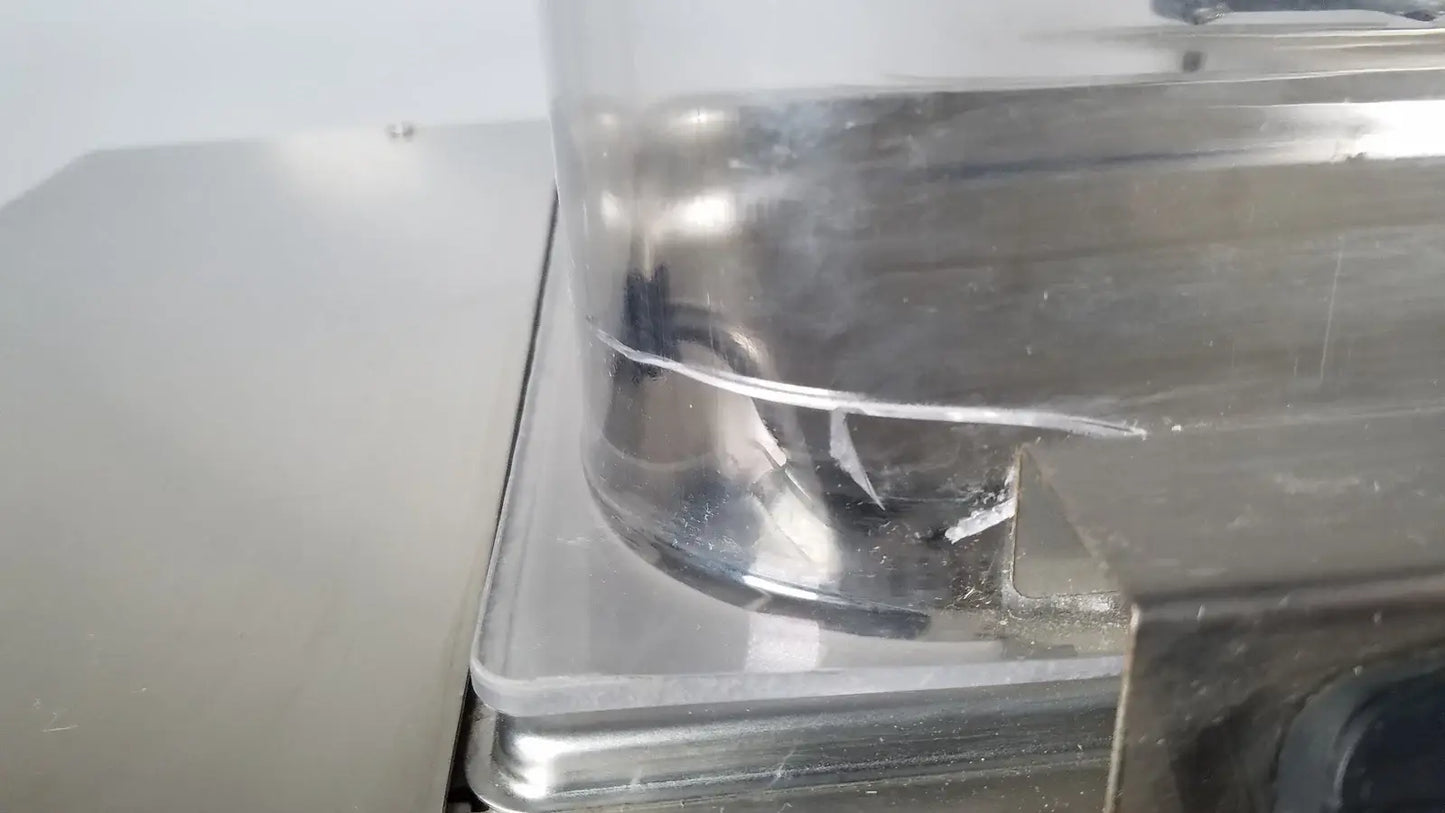 Clear plastic container with metallic base showing internal components of thermo scientific swb25 digital shaker water bath medical equipment