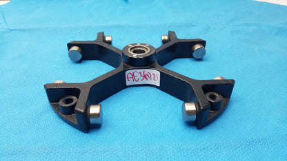 Black metal thermo sorvall 75006445 heraeus swing out rotor with four arms and silver bearings for reuse medical equipment