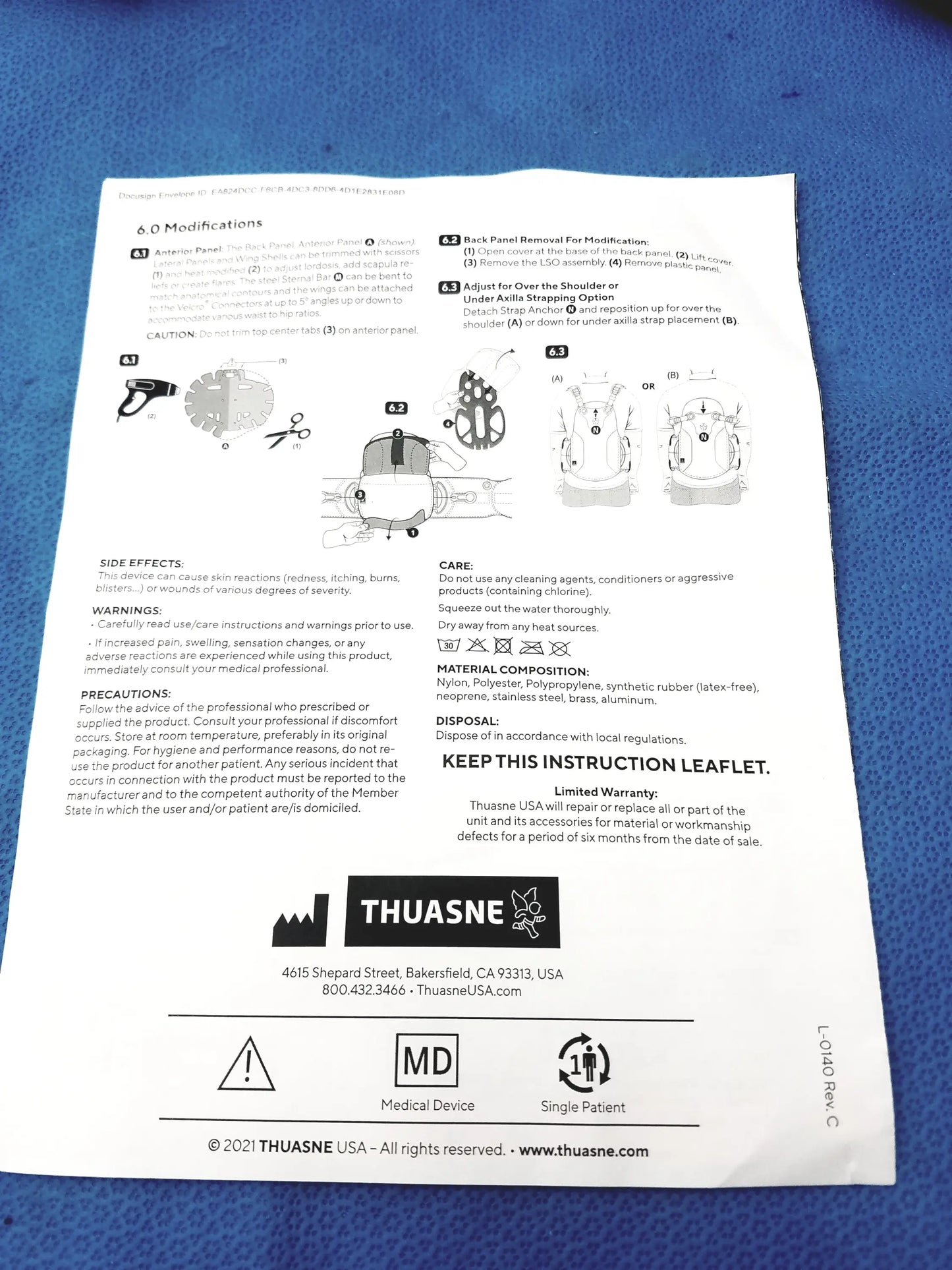 Thuasne SLEEQ Max TLSO Spinal System Back Brace