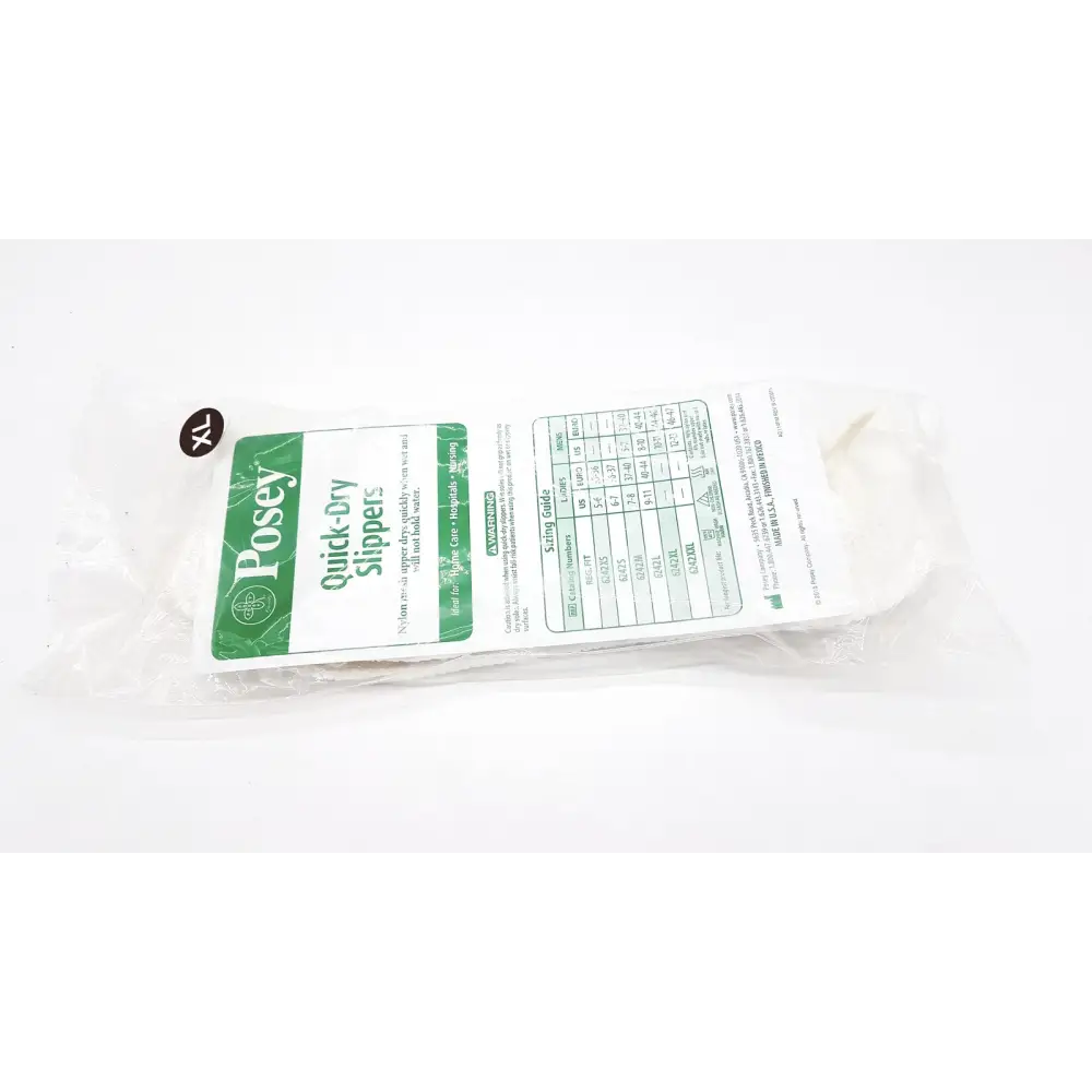 TIDI Posey Quick Dry Slippers Size XL - White - Non Skid Rubber Sole - Shower - Patient Safety