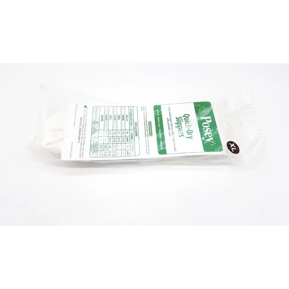 TIDI Posey Quick Dry Slippers Size XL - White - Non Skid Rubber Sole - Shower - Patient Safety