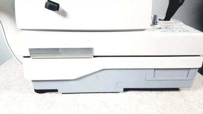 White and gray topcon trc-nw8 retinal camera with black control knobs used medical equipment for sale