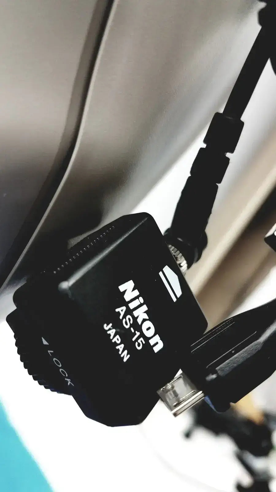 Black Nikon AS-15 matte accessory with white lettering for the Topcon TRC-NW8 retinal camera digital fundus imaging system