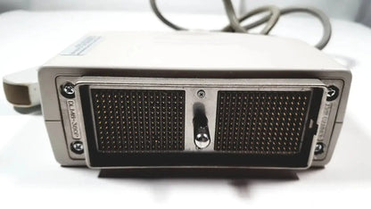 Silver-colored rectangular toshiba pvt-382bt 3.5 mhz ultrasound transducer probe with black mesh panels and toggle switch