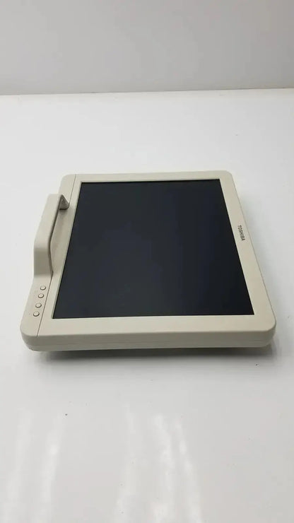 Beige-framed toshiba ta500 medical lcd monitor bsm31-7130 with touchscreen and built-in handle on the left side