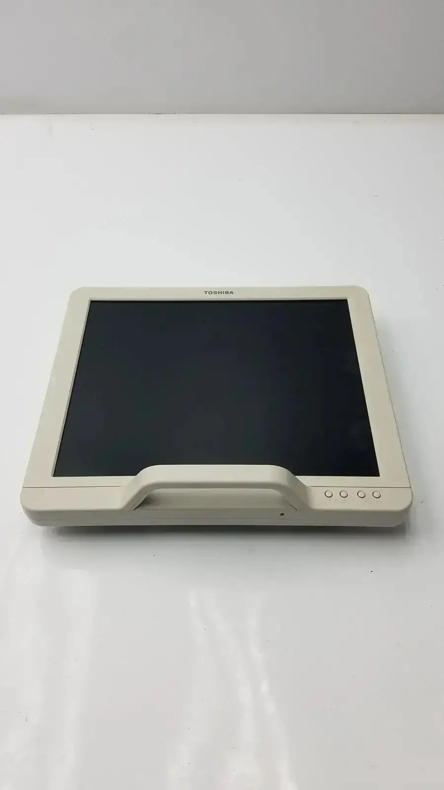 Beige toshiba ta500 medical lcd monitor bsm31-7130 with touchscreen built-in handle and four circular buttons on right side