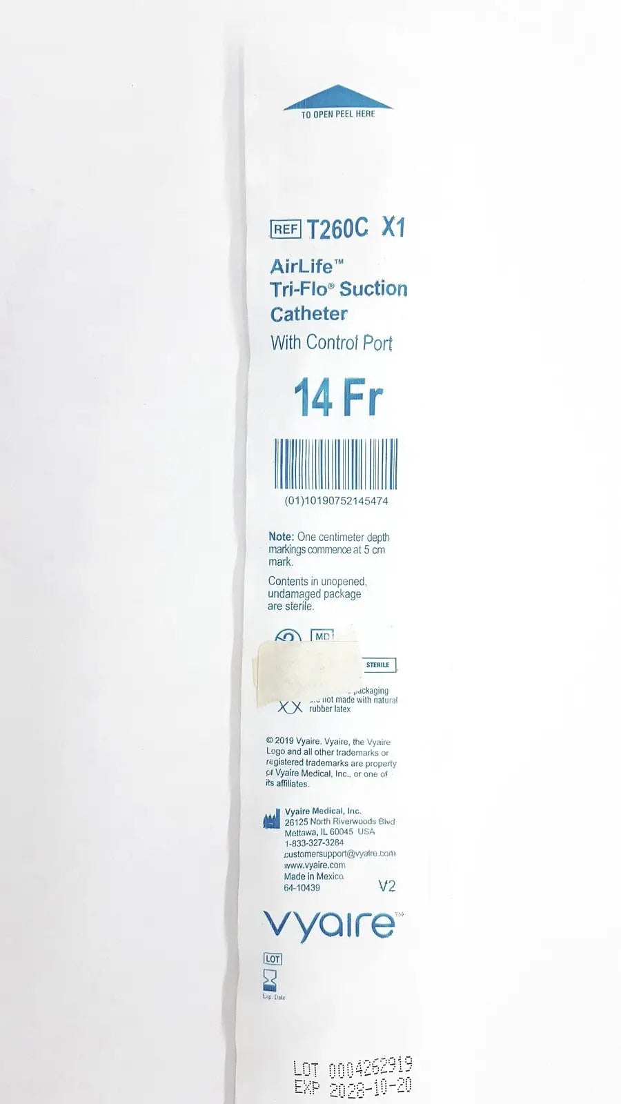 Tri-Flo Suction Catheter With Control Port Ref. T260C X1, Exp. 2028