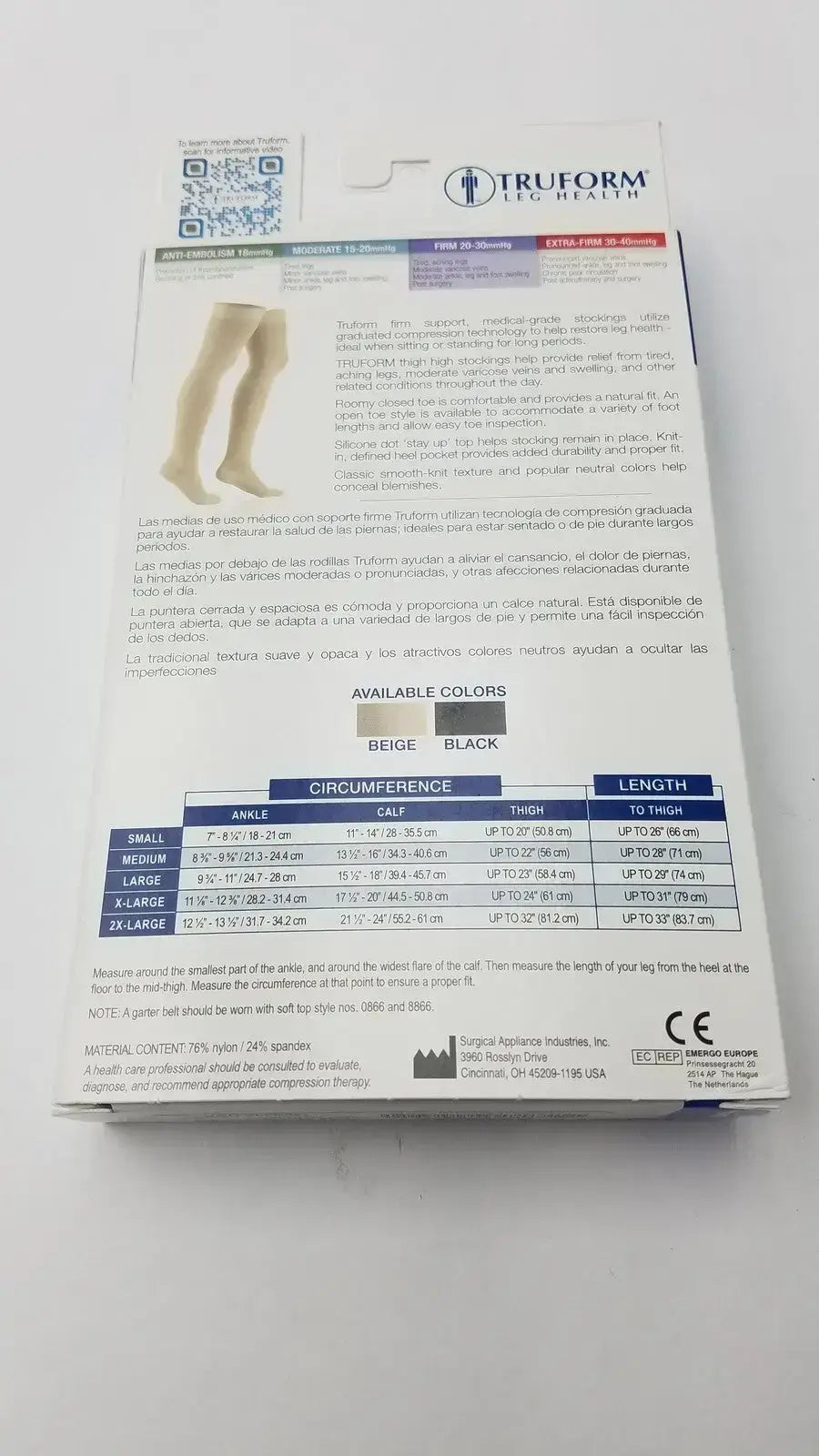 Truform Leg Health Large Medical Compressiion Stockiings Beige 20-30 - Compression Stockings