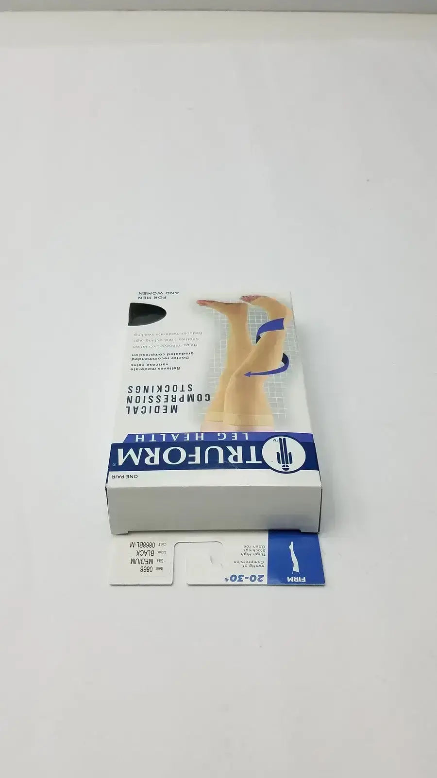 Get firm 20-30 mmHg support in black knee-high hosiery with closed-toe comfort and daily wear design, made for lasting relief, Truform compression stockings.