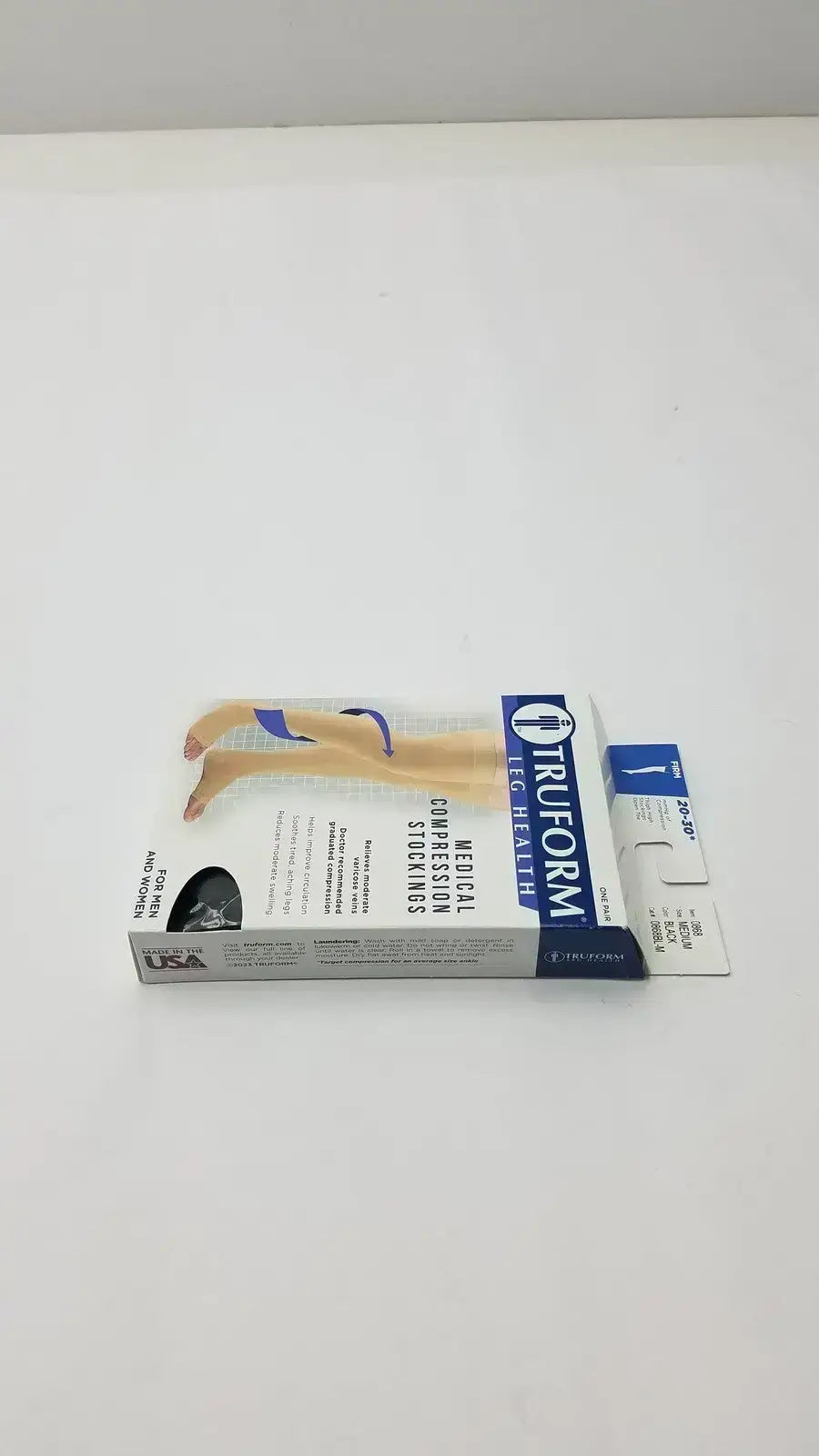 Get firm 20-30 mmHg support in black knee-high hosiery with closed-toe comfort and daily wear design, made for lasting relief, Truform compression stockings.