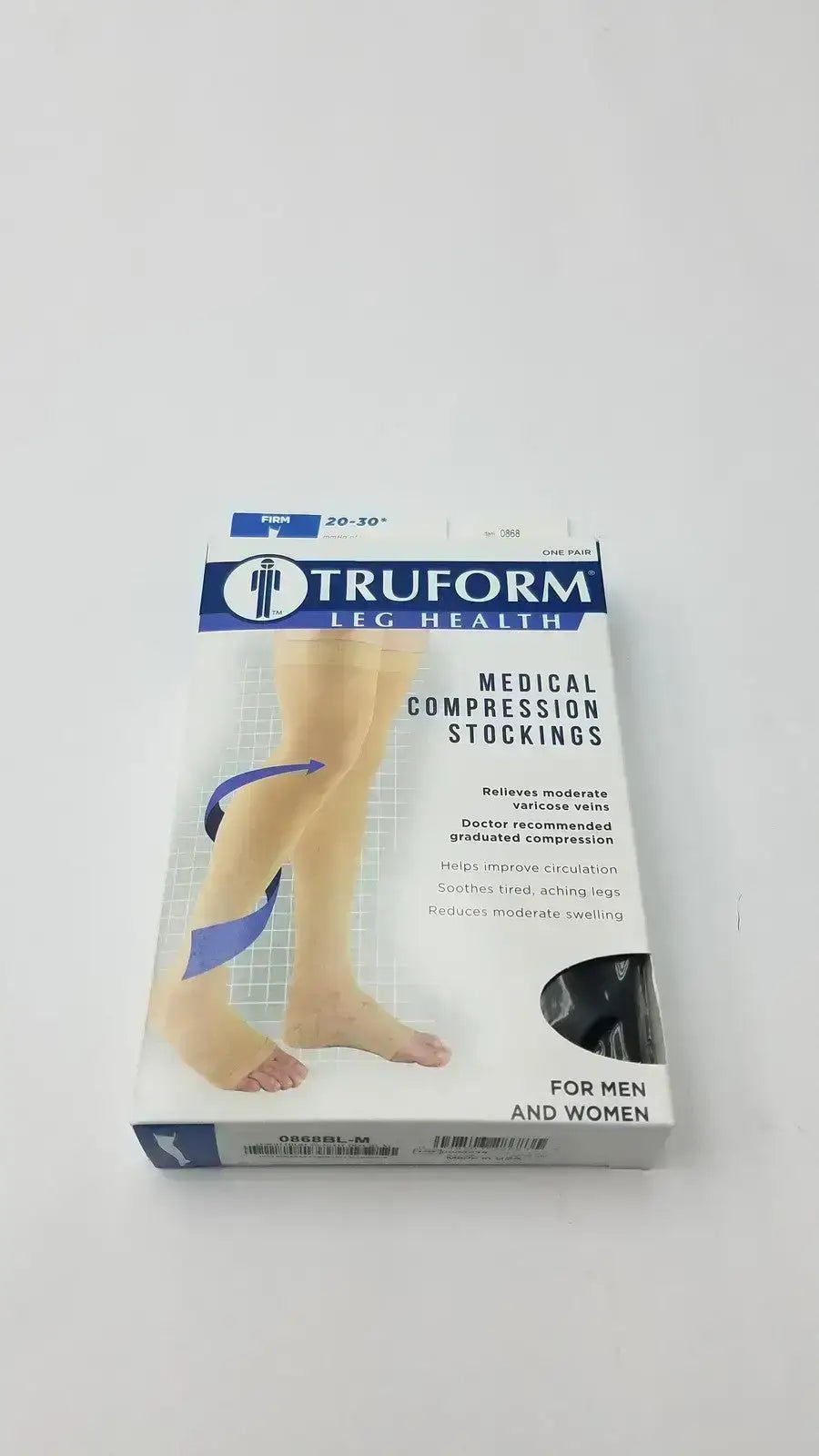 Get firm 20-30 mmHg support in black knee-high hosiery with closed-toe comfort and daily wear design, made for lasting relief, Truform compression stockings.