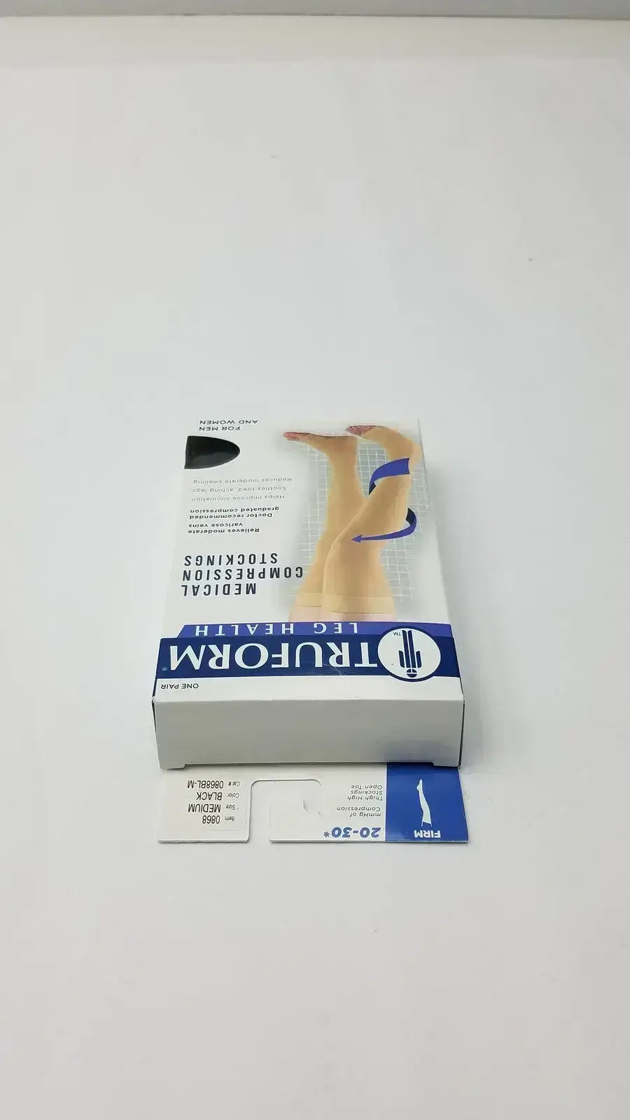 Get firm 20-30 mmHg support in black knee-high hosiery with closed-toe comfort and daily wear design, made for lasting relief, Truform compression stockings.