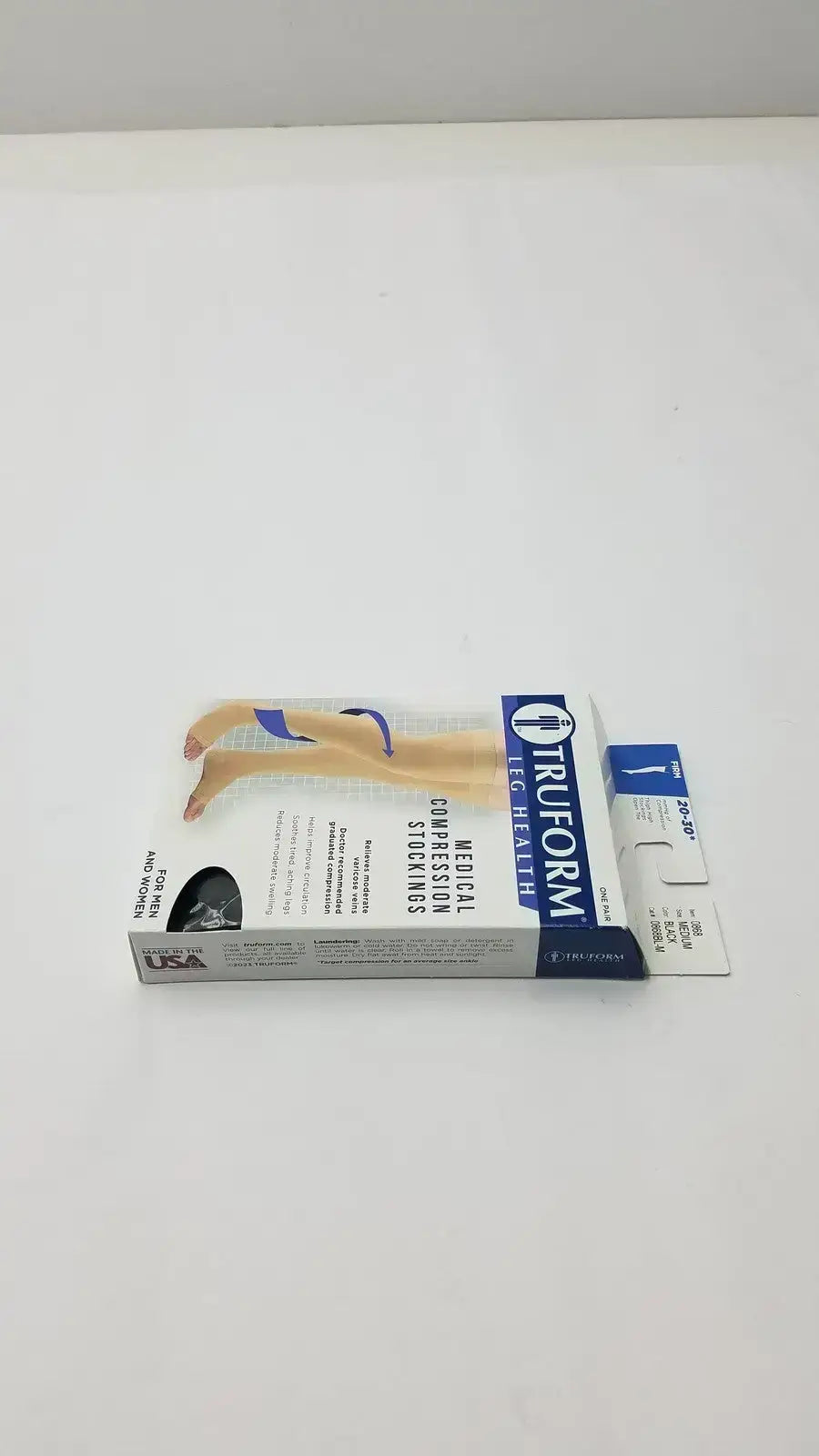 Get firm 20-30 mmHg support in black knee-high hosiery with closed-toe comfort and daily wear design, made for lasting relief, Truform compression stockings.