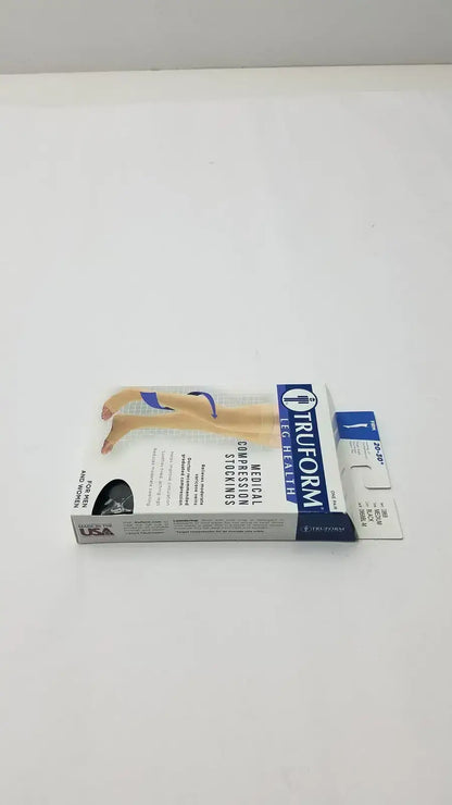 Get firm 20-30 mmHg support in black knee-high hosiery with closed-toe comfort and daily wear design, made for lasting relief, Truform compression stockings.