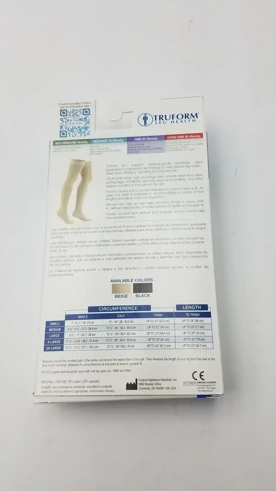 Truform Leg Health X-Large Medical Compressiion Stockiings Beige 20-30 - Compression Stockings