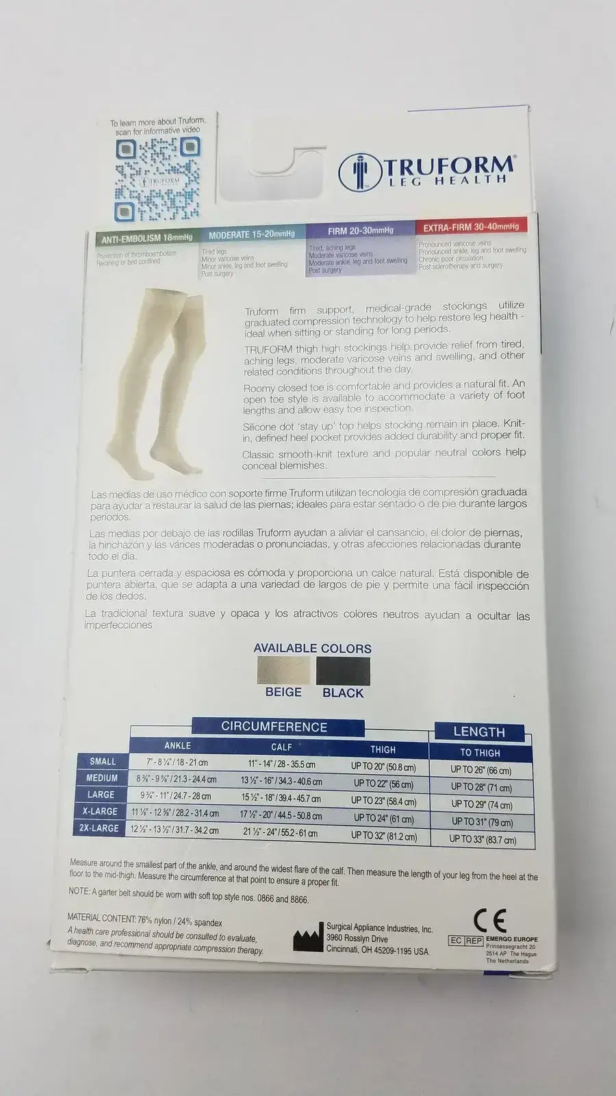 Truform Leg Health X-Large Medical Compressiion Stockiings Beige 20-30 - Compression Stockings