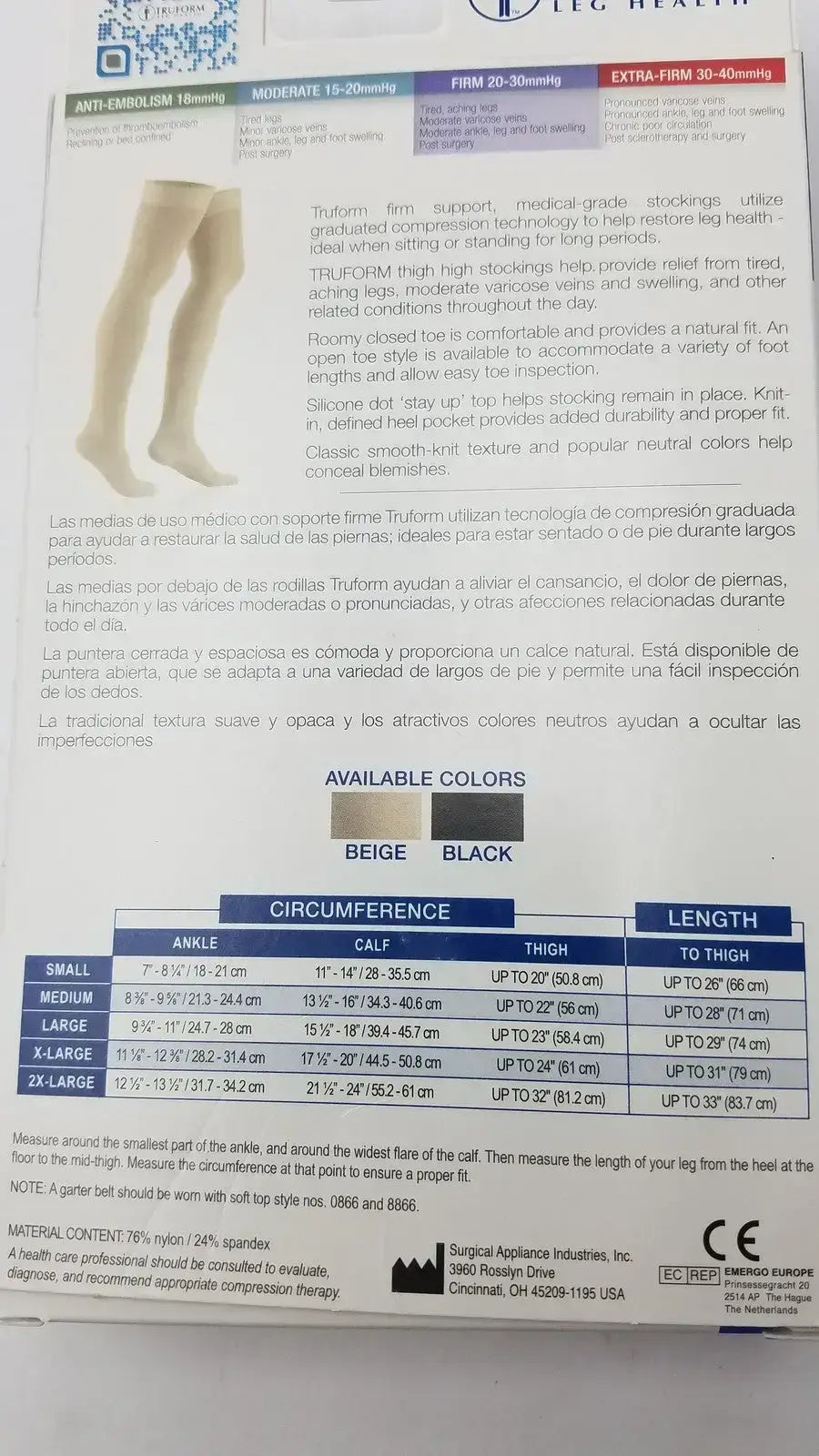 Truform Leg Health X-Large Medical Compressiion Stockiings Beige 20-30 - Compression Stockings