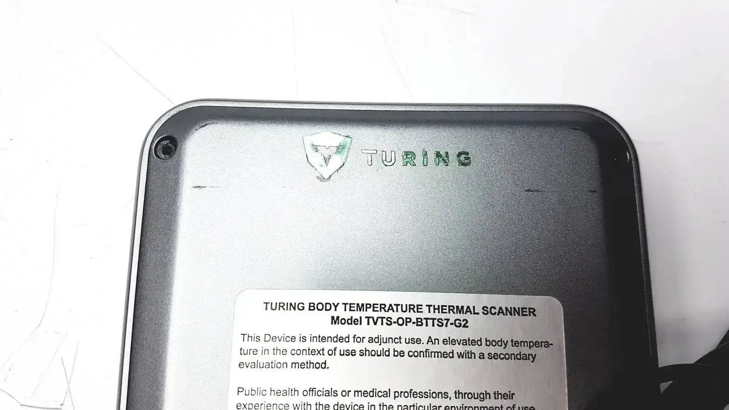 Silver rectangular turing body temperature thermal scanner model tvts-op-btts 7-g2 with matte finish and black trim