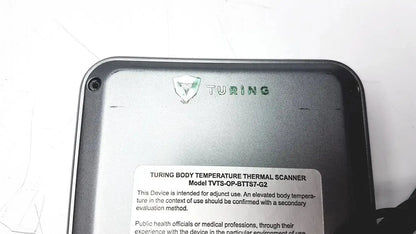 Silver rectangular turing body temperature thermal scanner model tvts-op-btts 7-g2 with matte finish and black trim