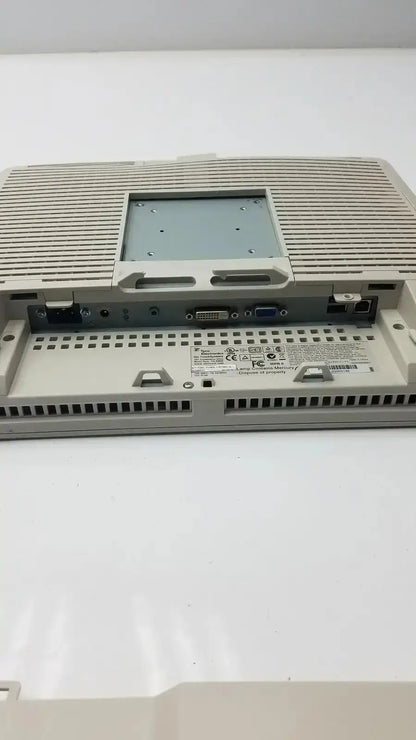 Beige plastic tyco electronics et1729l-7uwa-1-rtmd-g touchscreen monitor rear view with slatted back panel and ports hospital surplus