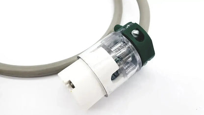 White and green industrial power plug with transparent housing for ul standard outdoor mini extension cord use