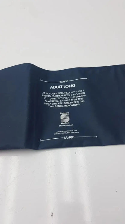Dark blue ultra check blood pressure cuff u2635 with white printed instructions and brand logo for accurate blood pressure measurement