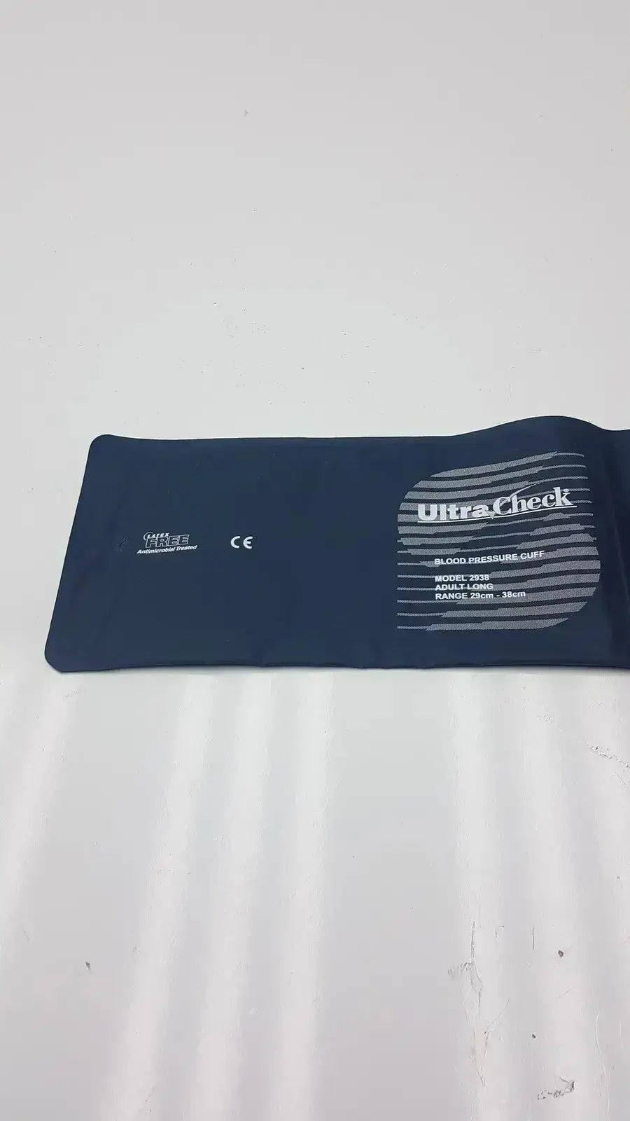 Ultra Check blood pressure cuff U2635 in dark blue with white text and striped label for accurate blood pressure monitoring